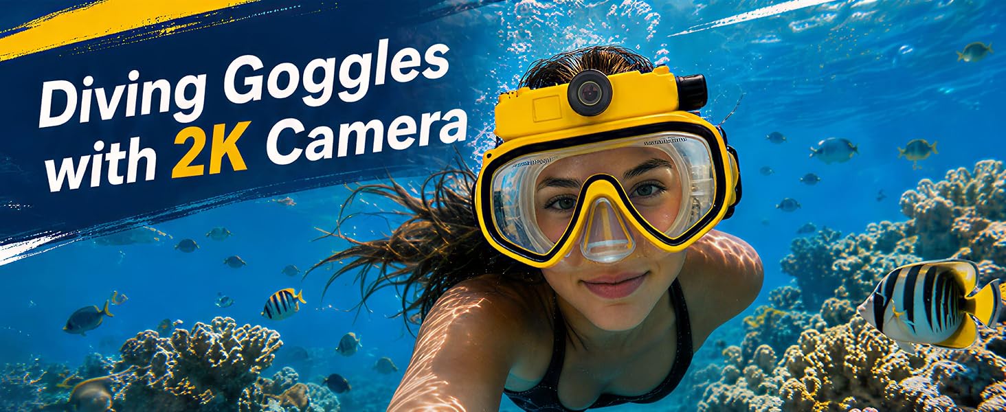 Diving Goggles with 2K Camera